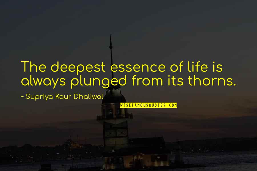 Deepest Life Quotes By Supriya Kaur Dhaliwal: The deepest essence of life is always plunged