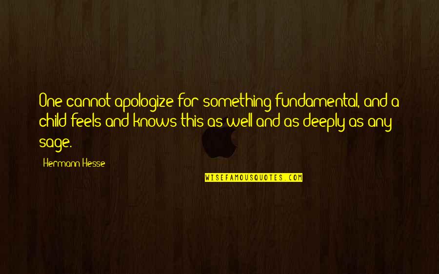 Deeply Quotes By Hermann Hesse: One cannot apologize for something fundamental, and a