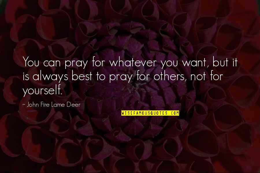 Deer Quotes By John Fire Lame Deer: You can pray for whatever you want, but
