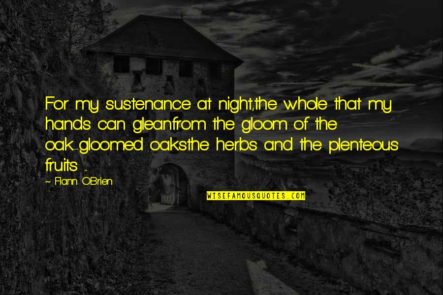 Deerhunt Quotes By Flann O'Brien: For my sustenance at night,the whole that my