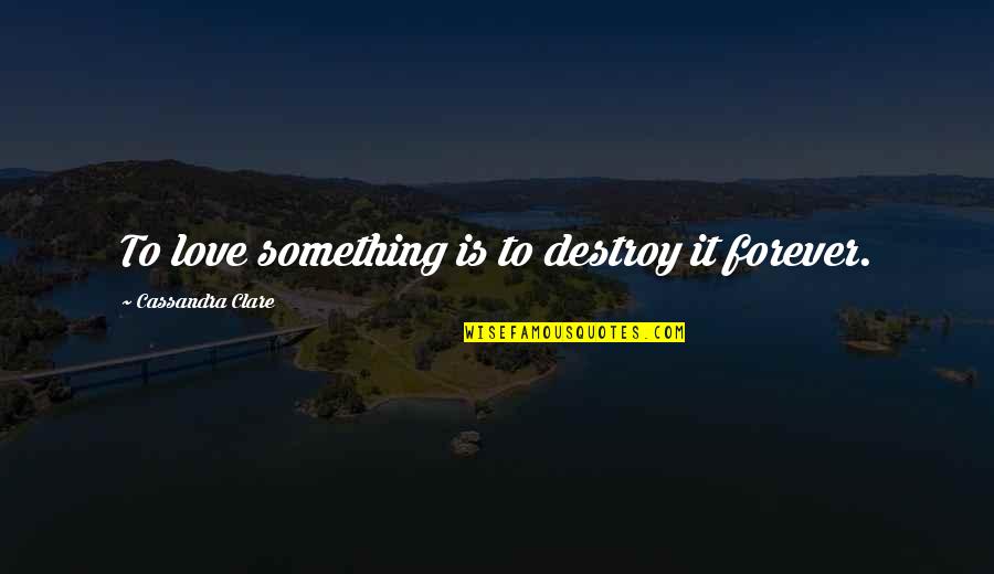 Deerskin Trading Quotes By Cassandra Clare: To love something is to destroy it forever.