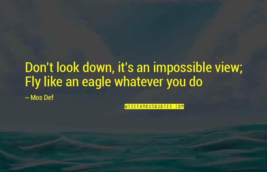 Def Quotes By Mos Def: Don't look down, it's an impossible view; Fly