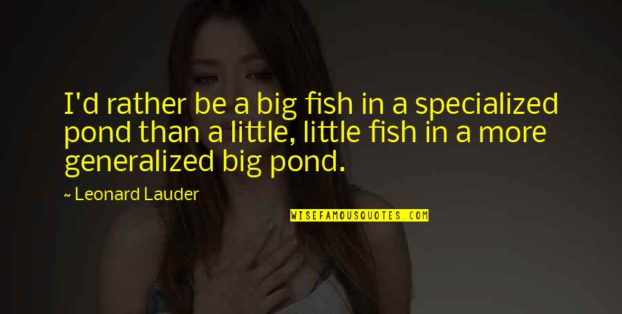 Defaming Others Quotes By Leonard Lauder: I'd rather be a big fish in a