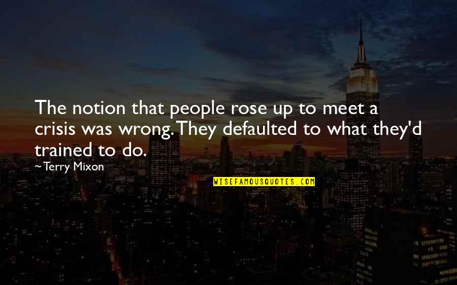 Defaulted Quotes By Terry Mixon: The notion that people rose up to meet