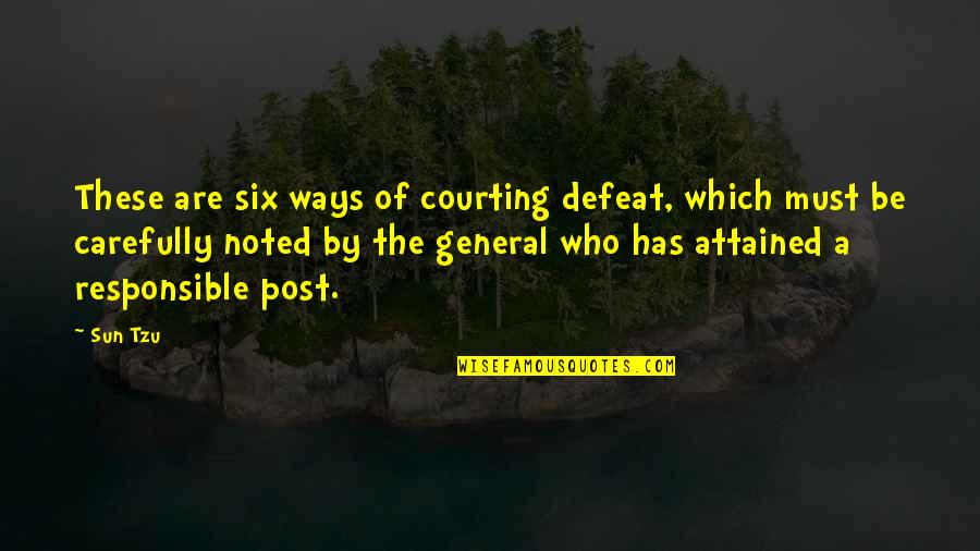 Defeat In War Quotes By Sun Tzu: These are six ways of courting defeat, which