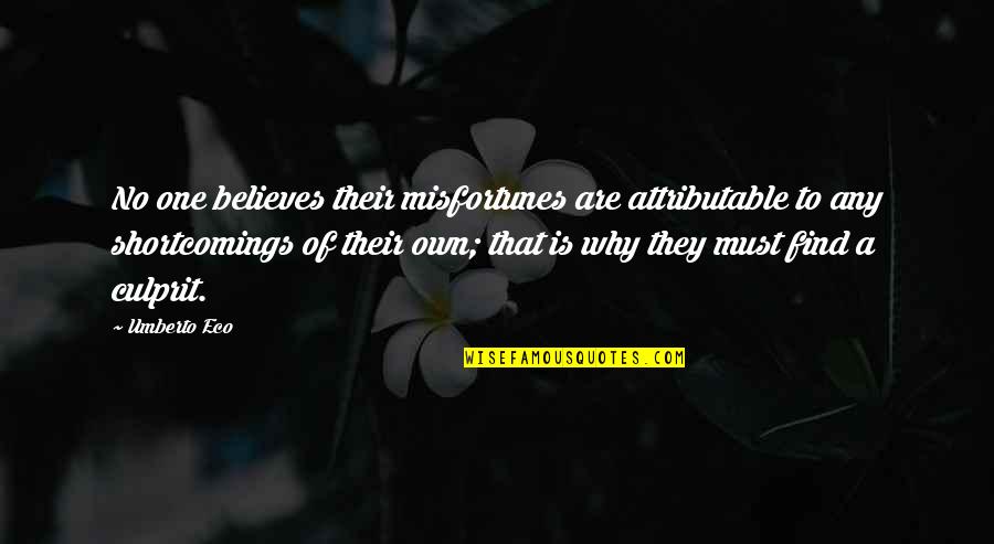 Defectos Ejemplos Quotes By Umberto Eco: No one believes their misfortunes are attributable to
