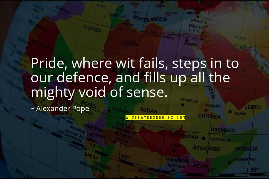 Defence Quotes By Alexander Pope: Pride, where wit fails, steps in to our