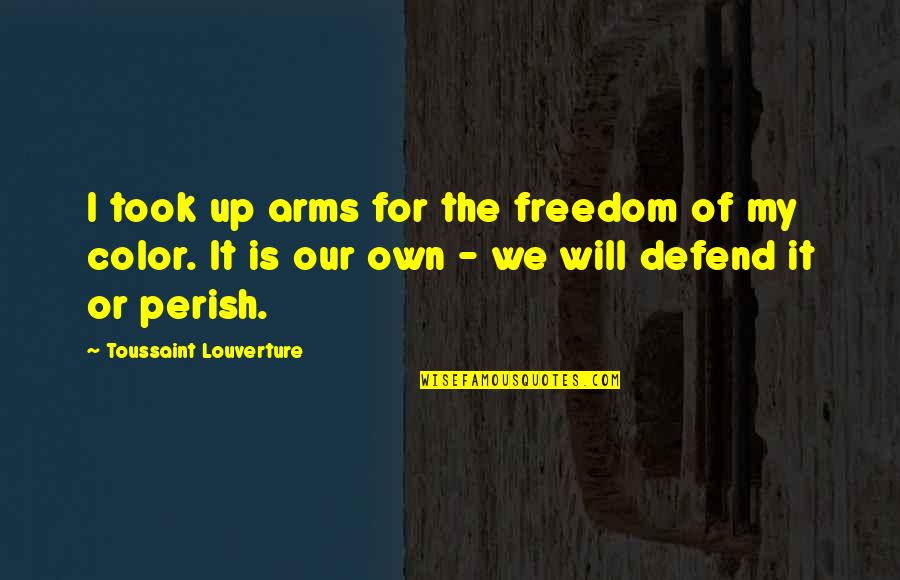 Defend Freedom Quotes By Toussaint Louverture: I took up arms for the freedom of Defend Freedom Quotes By Toussaint Louverture: I took up arms for the freedom of