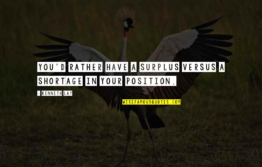 Defensa Al Quotes By Kenneth Lay: You'd rather have a surplus versus a shortage