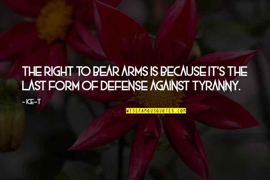 Defense And Arms Quotes By Ice-T: The right to bear arms is because it's