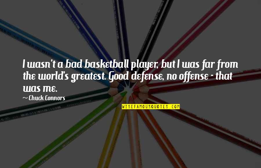 Defense And Offense Quotes By Chuck Connors: I wasn't a bad basketball player, but I