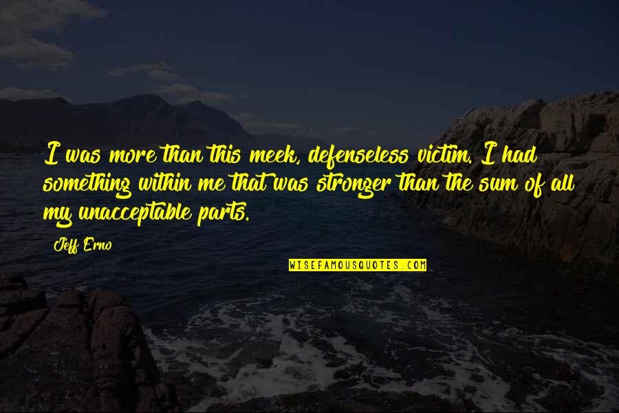 Defenseless Quotes By Jeff Erno: I was more than this meek, defenseless victim.