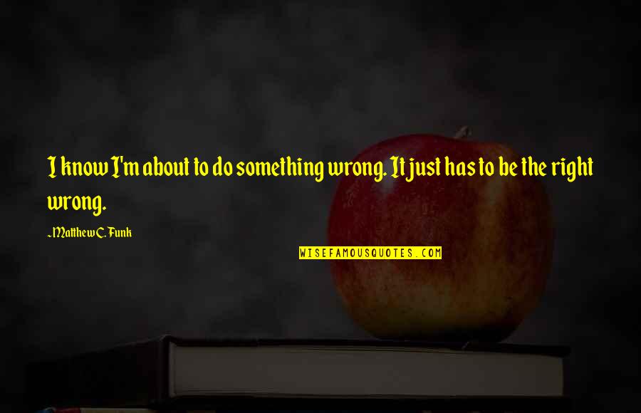 Defensible Quotes By Matthew C. Funk: I know I'm about to do something wrong.