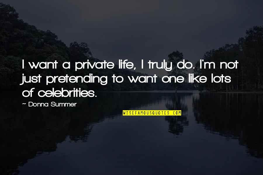 Defensive End Quotes By Donna Summer: I want a private life, I truly do.