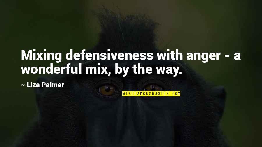 Defensiveness Quotes By Liza Palmer: Mixing defensiveness with anger - a wonderful mix,