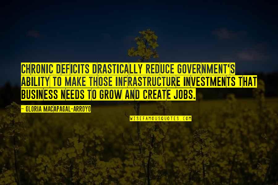 Deficits Quotes By Gloria Macapagal-Arroyo: Chronic deficits drastically reduce government's ability to make
