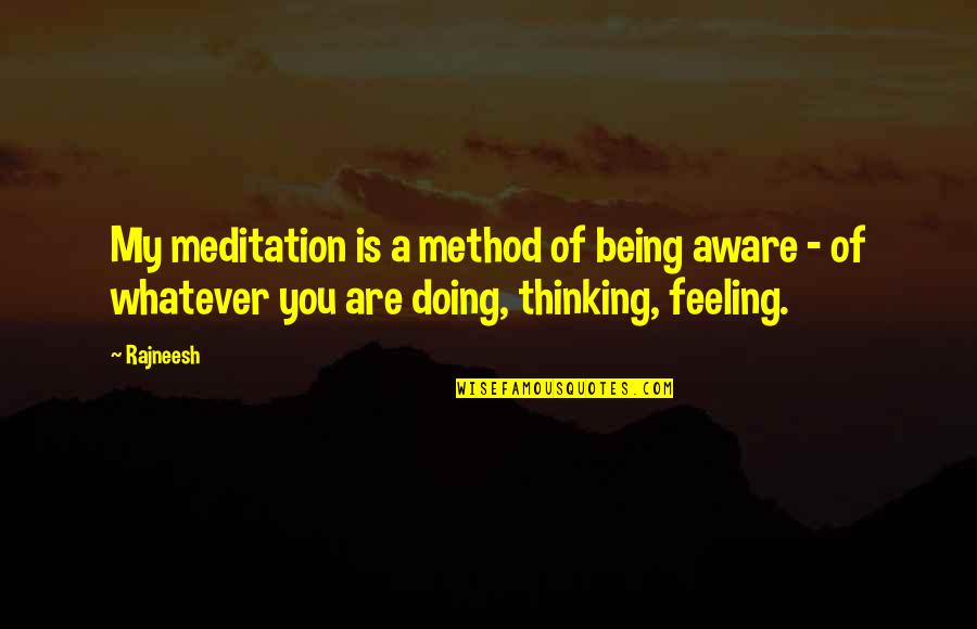 Defines Thesaurus Quotes By Rajneesh: My meditation is a method of being aware