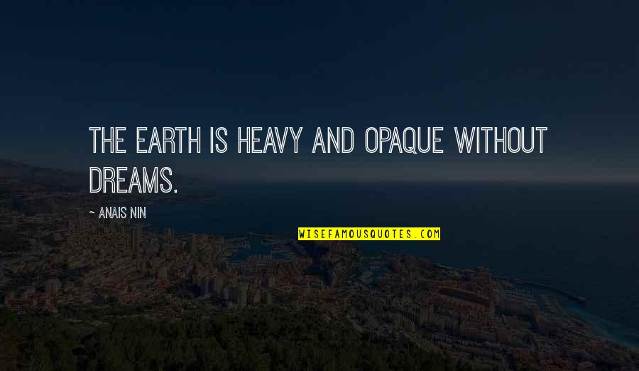 Deflated Quotes By Anais Nin: The earth is heavy and opaque without dreams.