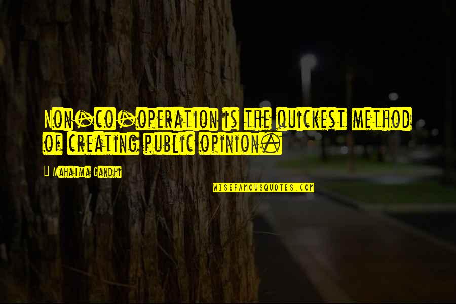Deflow Fins Quotes By Mahatma Gandhi: Non-co-operation is the quickest method of creating public