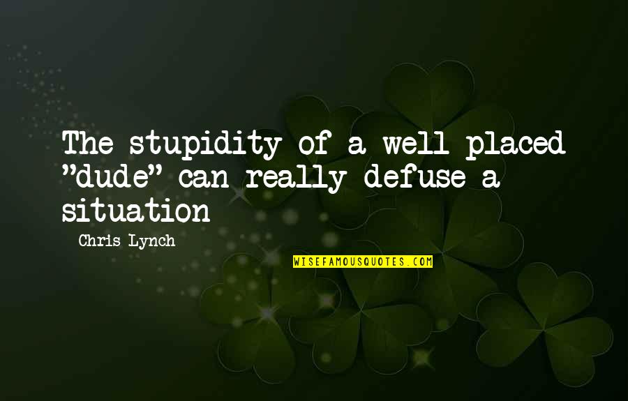 Defuse Quotes By Chris Lynch: The stupidity of a well-placed "dude" can really