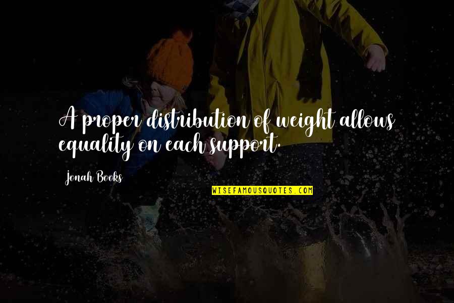 Defusing Conflict Quotes By Jonah Books: A proper distribution of weight allows equality on