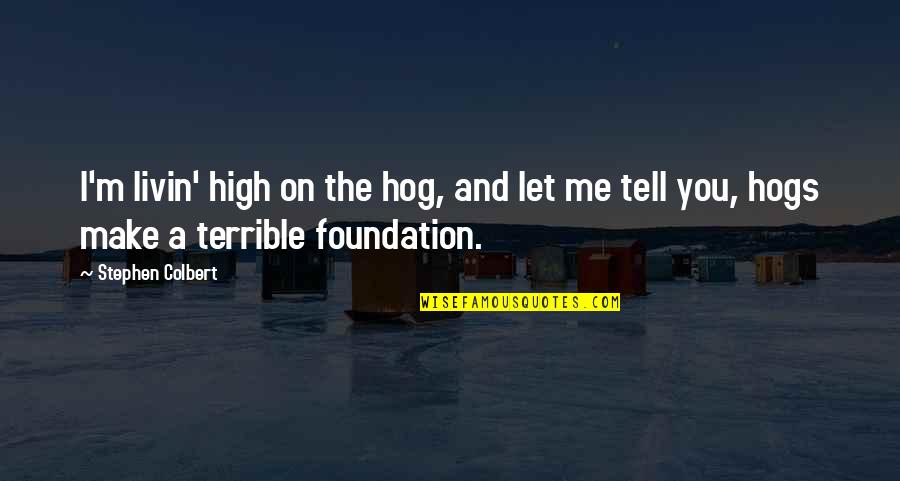 Degenerated Quotes By Stephen Colbert: I'm livin' high on the hog, and let