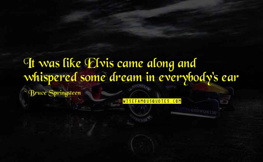 Degenerative Quotes By Bruce Springsteen: It was like Elvis came along and whispered Degenerative Quotes By Bruce Springsteen: It was like Elvis came along and whispered