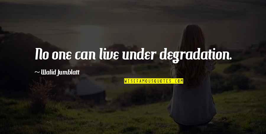 Degradation Quotes By Walid Jumblatt: No one can live under degradation.