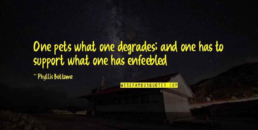 Degrades Quotes By Phyllis Bottome: One pets what one degrades; and one has