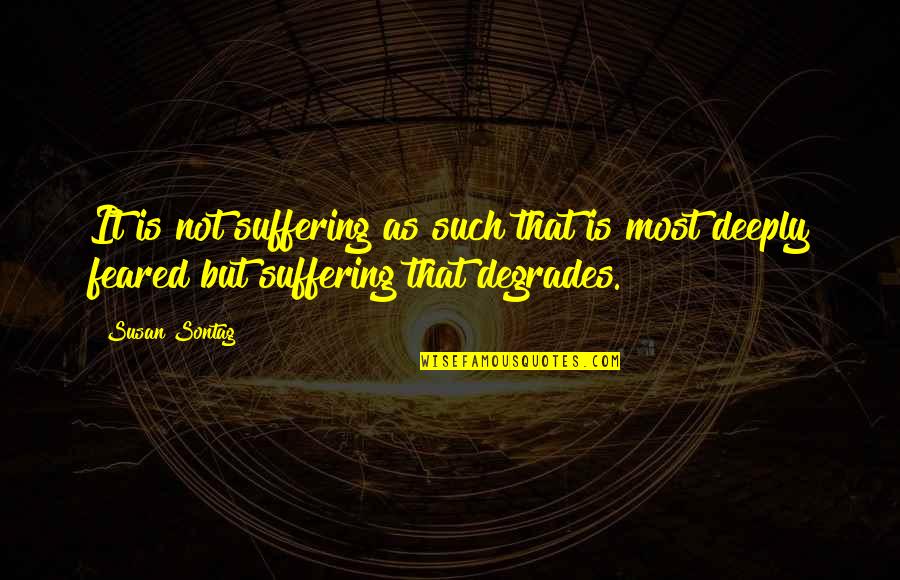 Degrades Quotes By Susan Sontag: It is not suffering as such that is