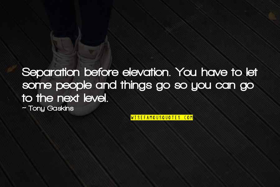 Degrandchamps Quotes By Tony Gaskins: Separation before elevation. You have to let some