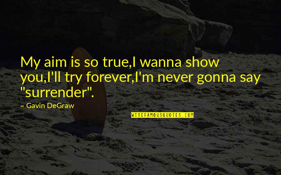 Degraw Quotes By Gavin DeGraw: My aim is so true,I wanna show you,I'll