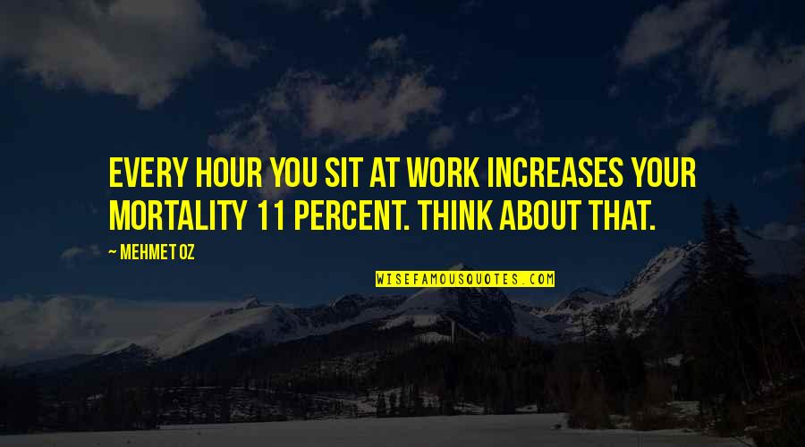Degrelle Meme Quotes By Mehmet Oz: Every hour you sit at work increases your