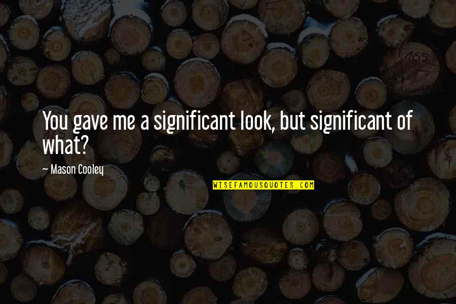 Degroot Arborvitae Quotes By Mason Cooley: You gave me a significant look, but significant Degroot Arborvitae Quotes By Mason Cooley: You gave me a significant look, but significant