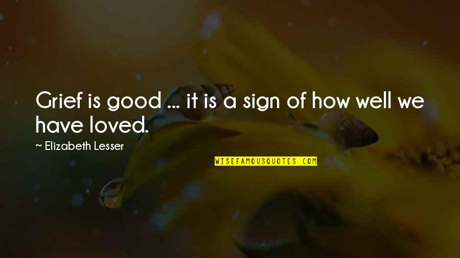 Degustar Sinonimos Quotes By Elizabeth Lesser: Grief is good ... it is a sign Degustar Sinonimos Quotes By Elizabeth Lesser: Grief is good ... it is a sign