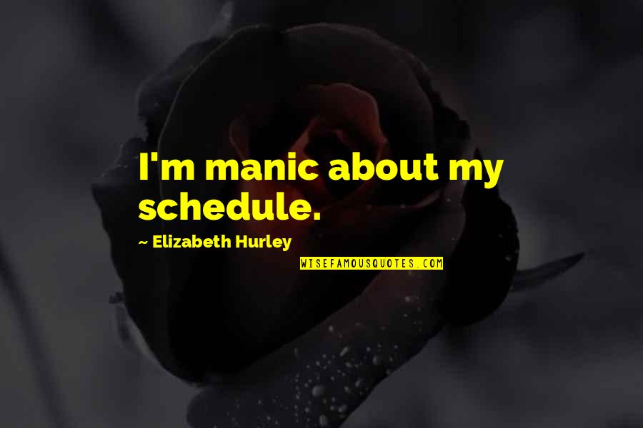 Dehaley Quotes By Elizabeth Hurley: I'm manic about my schedule.