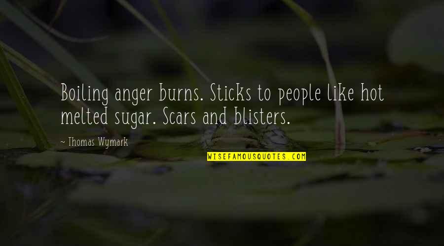 Deichsel English Quotes By Thomas Wymark: Boiling anger burns. Sticks to people like hot