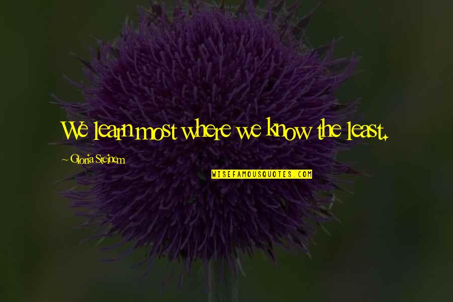 Deify Quotes By Gloria Steinem: We learn most where we know the least.