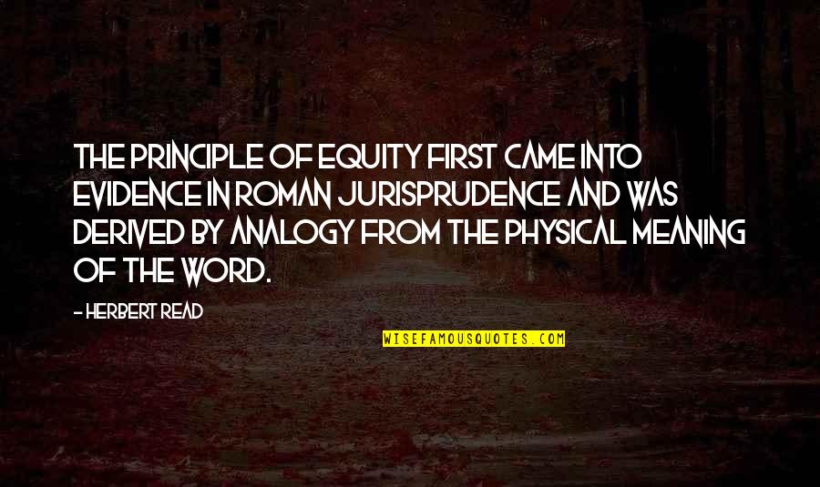 Deimich Quotes By Herbert Read: The principle of equity first came into evidence