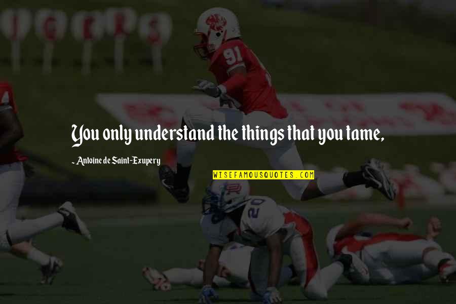 Deirbhile Lynch Quotes By Antoine De Saint-Exupery: You only understand the things that you tame, Deirbhile Lynch Quotes By Antoine De Saint-Exupery: You only understand the things that you tame,