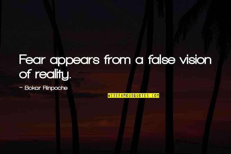 Deitado Frente Quotes By Bokar Rinpoche: Fear appears from a false vision of reality.