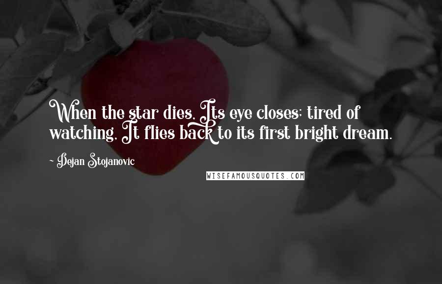 Dejan Stojanovic quotes: When the star dies, Its eye closes; tired of watching, It flies back to its first bright dream.