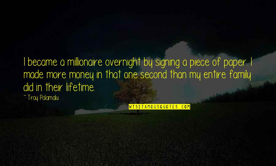 Dejase Quotes By Troy Polamalu: I became a millionaire overnight by signing a Dejase Quotes By Troy Polamalu: I became a millionaire overnight by signing a