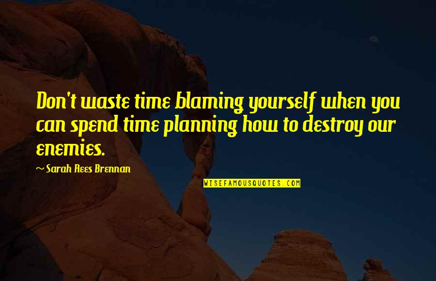 Dejoria And Jesse Quotes By Sarah Rees Brennan: Don't waste time blaming yourself when you can