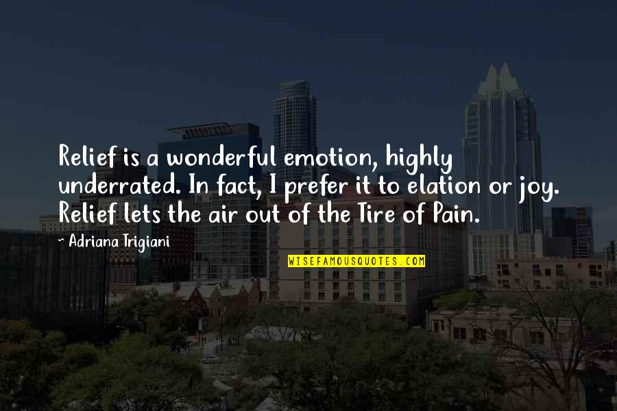 Dekaniwidah Quotes By Adriana Trigiani: Relief is a wonderful emotion, highly underrated. In