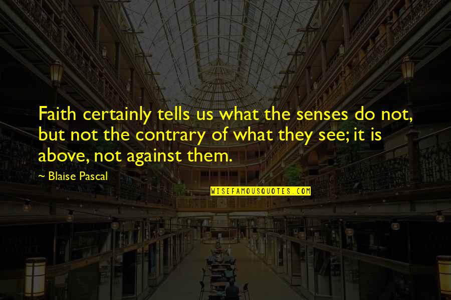 Dekh Baby Quotes By Blaise Pascal: Faith certainly tells us what the senses do
