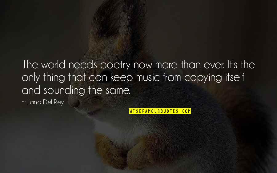 Del Rey Quotes By Lana Del Rey: The world needs poetry now more than ever.