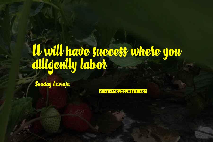 Delahaie 2008 Quotes By Sunday Adelaja: U will have success where you diligently labor Delahaie 2008 Quotes By Sunday Adelaja: U will have success where you diligently labor
