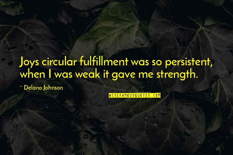 Delano Johnson Quotes By Delano Johnson: Joys circular fulfillment was so persistent, when I