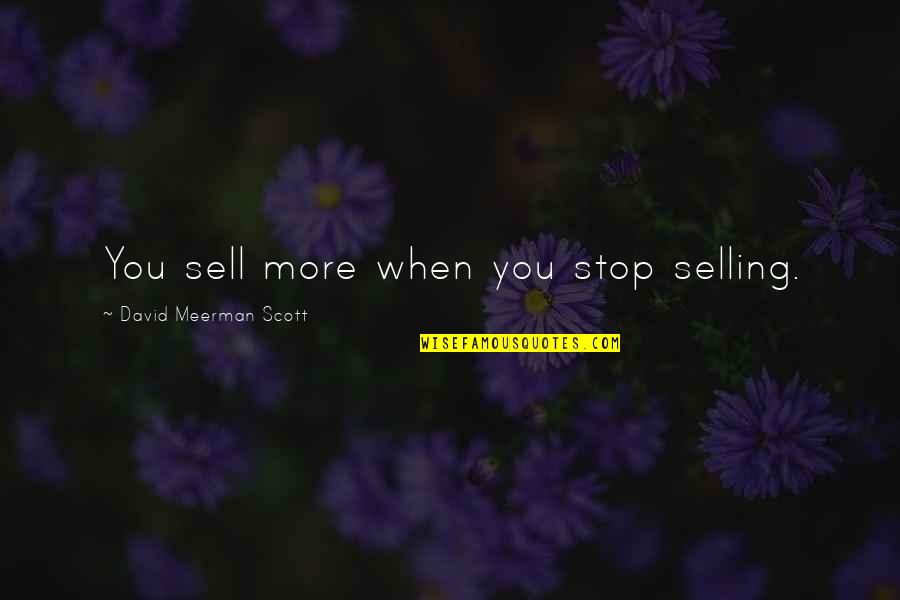 Delatorre Art Design Quotes By David Meerman Scott: You sell more when you stop selling. Delatorre Art Design Quotes By David Meerman Scott: You sell more when you stop selling.